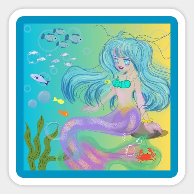 Anime Japanese cartoon style,mermaid Sticker by Artiststore1983 